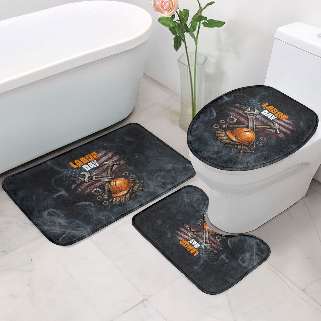 Labor Day Bathroom Set Strong Hands Build Nations Patriotic Grunge Tools