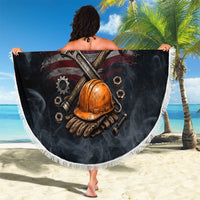 Labor Day Beach Blanket Strong Hands Build Nations Patriotic Grunge Tools