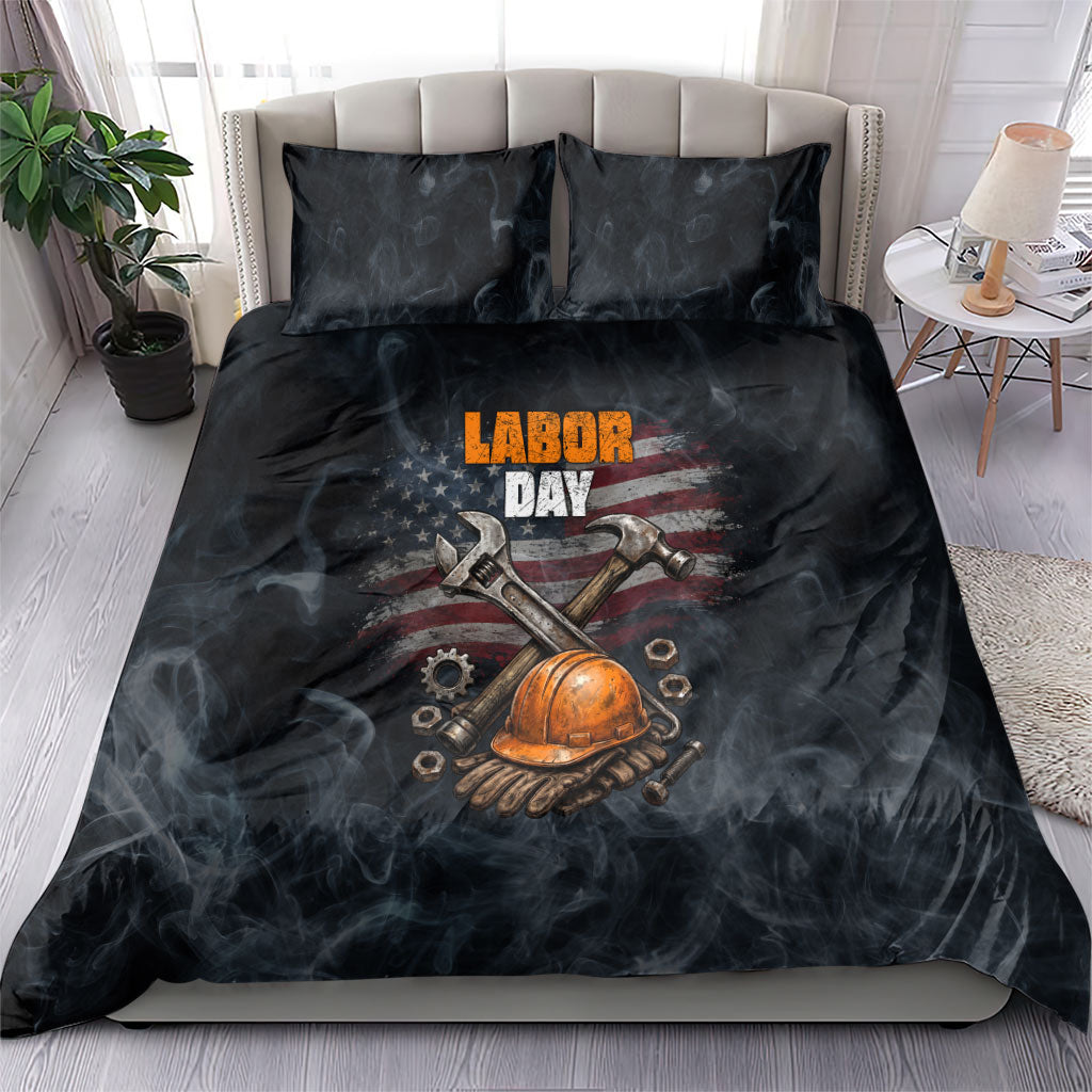 Labor Day Bedding Set Strong Hands Build Nations Patriotic Grunge Tools