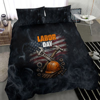 Labor Day Bedding Set Strong Hands Build Nations Patriotic Grunge Tools