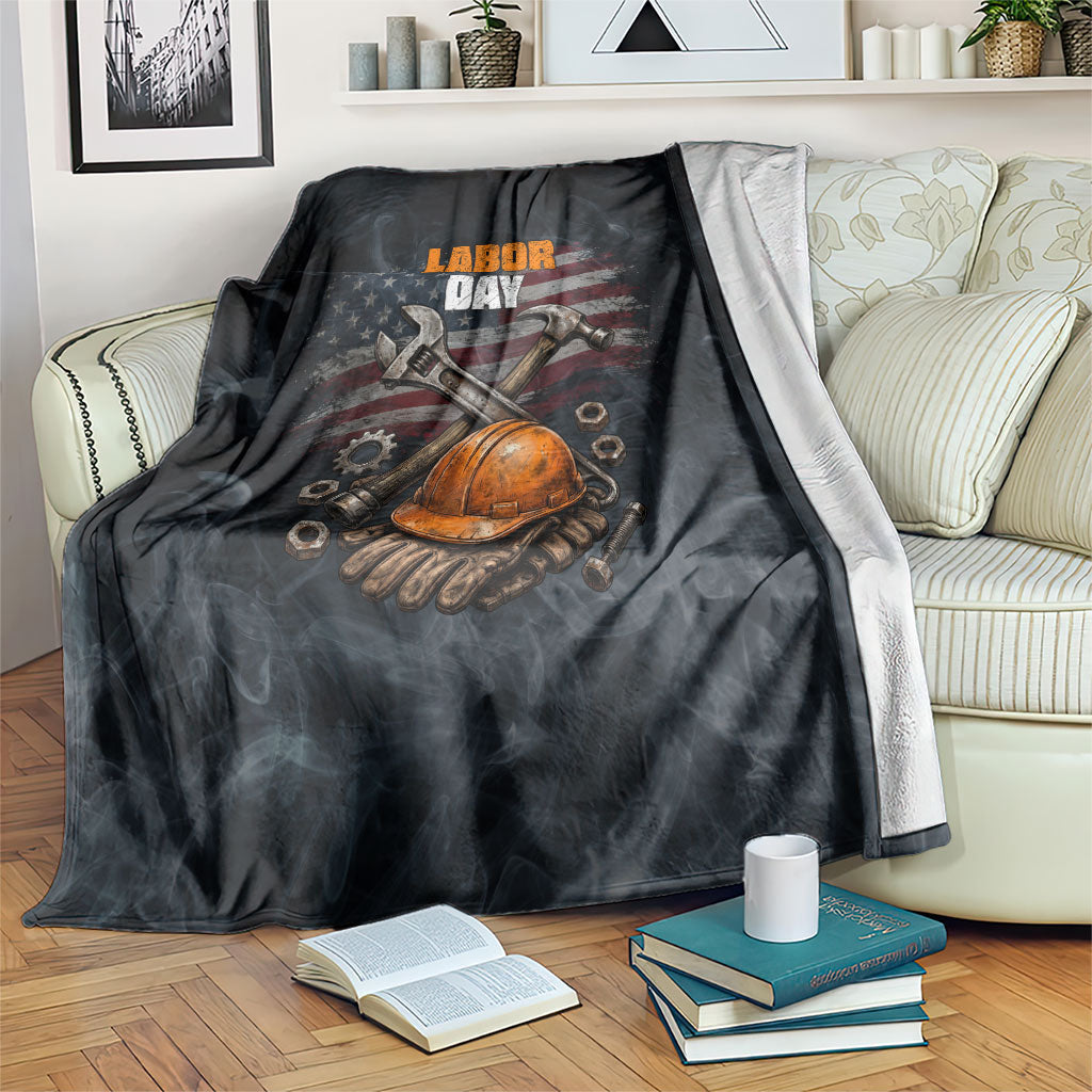 Labor Day Blanket Strong Hands Build Nations Patriotic Grunge Tools