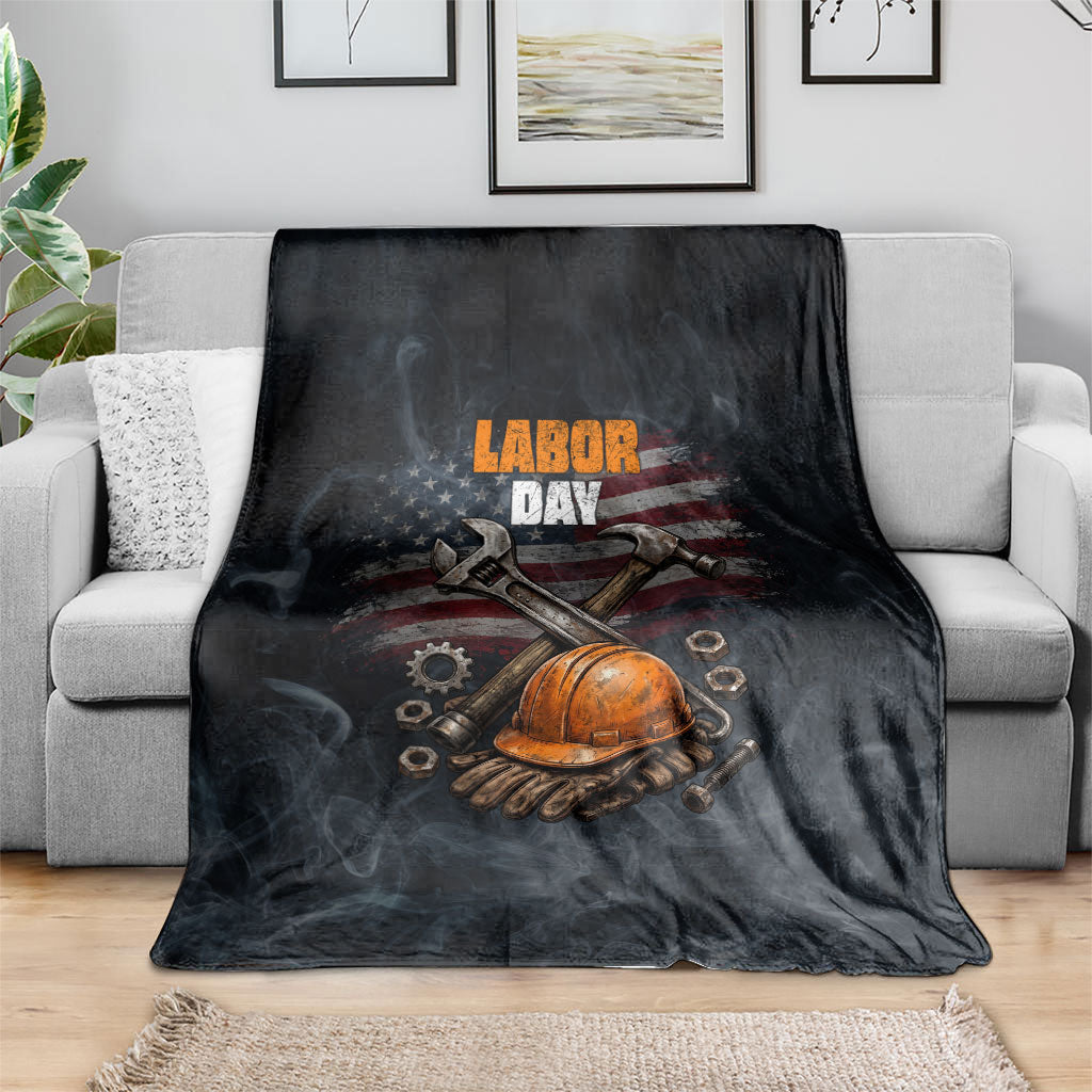 Labor Day Blanket Strong Hands Build Nations Patriotic Grunge Tools