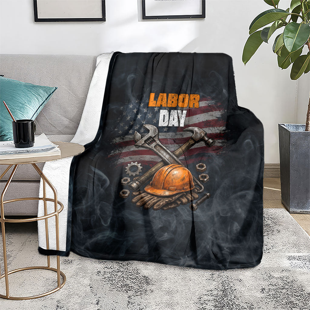 Labor Day Blanket Strong Hands Build Nations Patriotic Grunge Tools