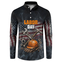 Labor Day Button Sweatshirt Strong Hands Build Nations Patriotic Grunge Tools
