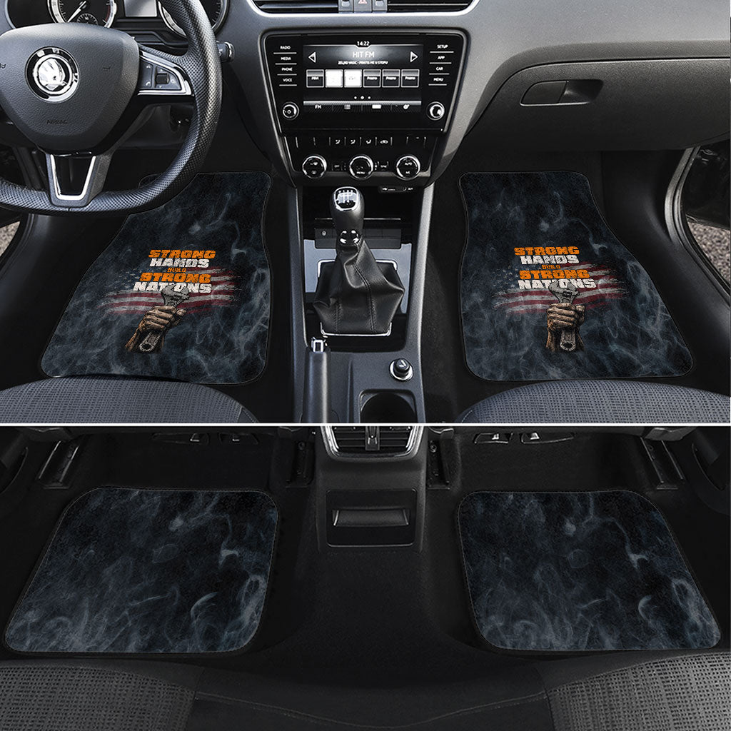 Labor Day Car Mats Strong Hands Build Nations Patriotic Grunge Tools