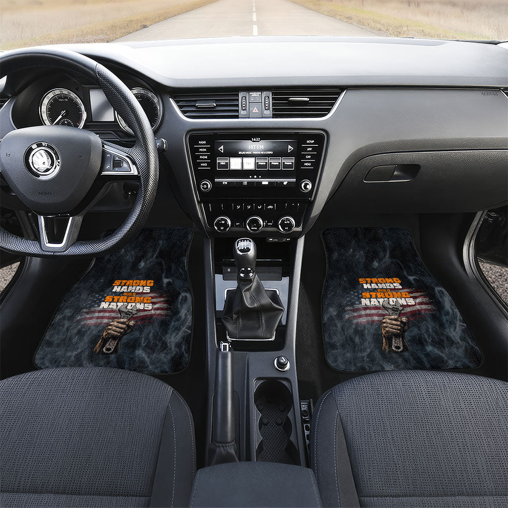 Labor Day Car Mats Strong Hands Build Nations Patriotic Grunge Tools