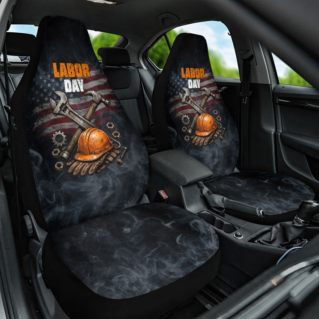 Labor Day Car Seat Cover Strong Hands Build Nations Patriotic Grunge Tools