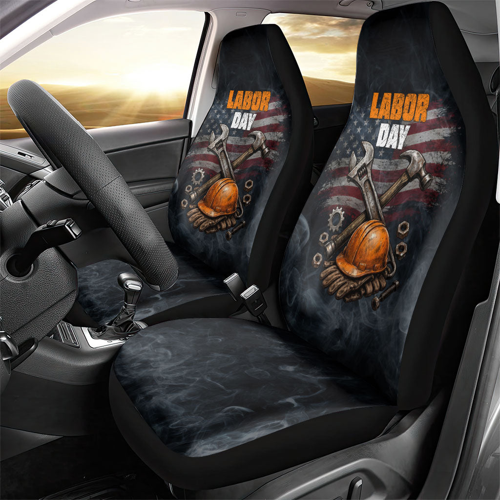 Labor Day Car Seat Cover Strong Hands Build Nations Patriotic Grunge Tools