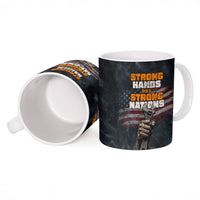 Labor Day Ceramic Mug Strong Hands Build Nations Patriotic Grunge Tools