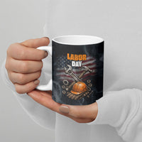 Labor Day Ceramic Mug Strong Hands Build Nations Patriotic Grunge Tools
