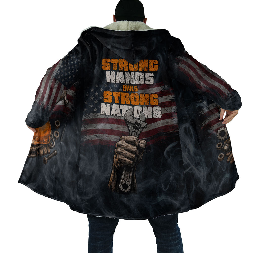Labor Day Cloak Strong Hands Build Nations Patriotic Grunge Tools