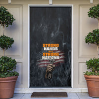 Labor Day Door Cover Strong Hands Build Nations Patriotic Grunge Tools