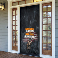 Labor Day Door Cover Strong Hands Build Nations Patriotic Grunge Tools