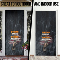 Labor Day Door Cover Strong Hands Build Nations Patriotic Grunge Tools