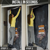 Labor Day Door Cover Strong Hands Build Nations Patriotic Grunge Tools