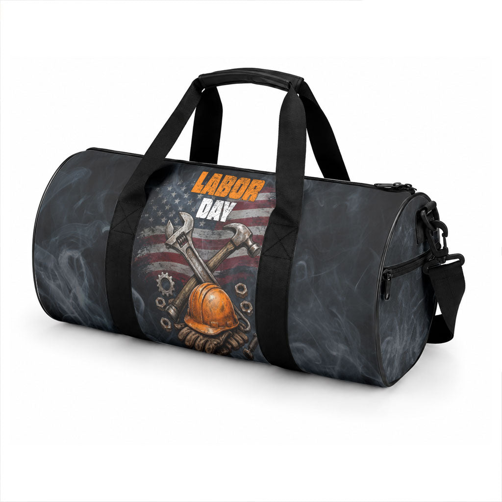Labor Day Duffle Bag Strong Hands Build Nations Patriotic Grunge Tools