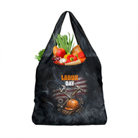 Labor Day Grocery Bag Strong Hands Build Nations Patriotic Grunge Tools