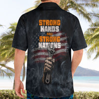 Labor Day Hawaiian Shirt Strong Hands Build Nations Patriotic Grunge Tools
