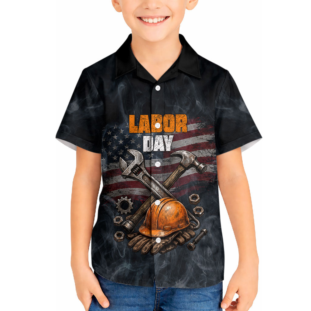 Labor Day Hawaiian Shirt Strong Hands Build Nations Patriotic Grunge Tools