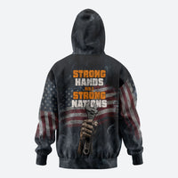 Labor Day Hoodie Strong Hands Build Nations Patriotic Grunge Tools