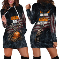 Labor Day Hoodie Dress Strong Hands Build Nations Patriotic Grunge Tools