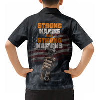 Labor Day Kid Hawaiian Shirt Strong Hands Build Nations Patriotic Grunge Tools
