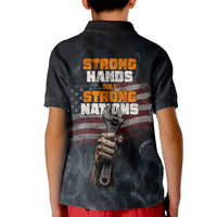Labor Day Kid Polo Shirt Strong Hands Build Nations Patriotic Grunge Tools