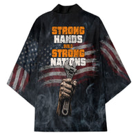 Labor Day Kimono Strong Hands Build Nations Patriotic Grunge Tools