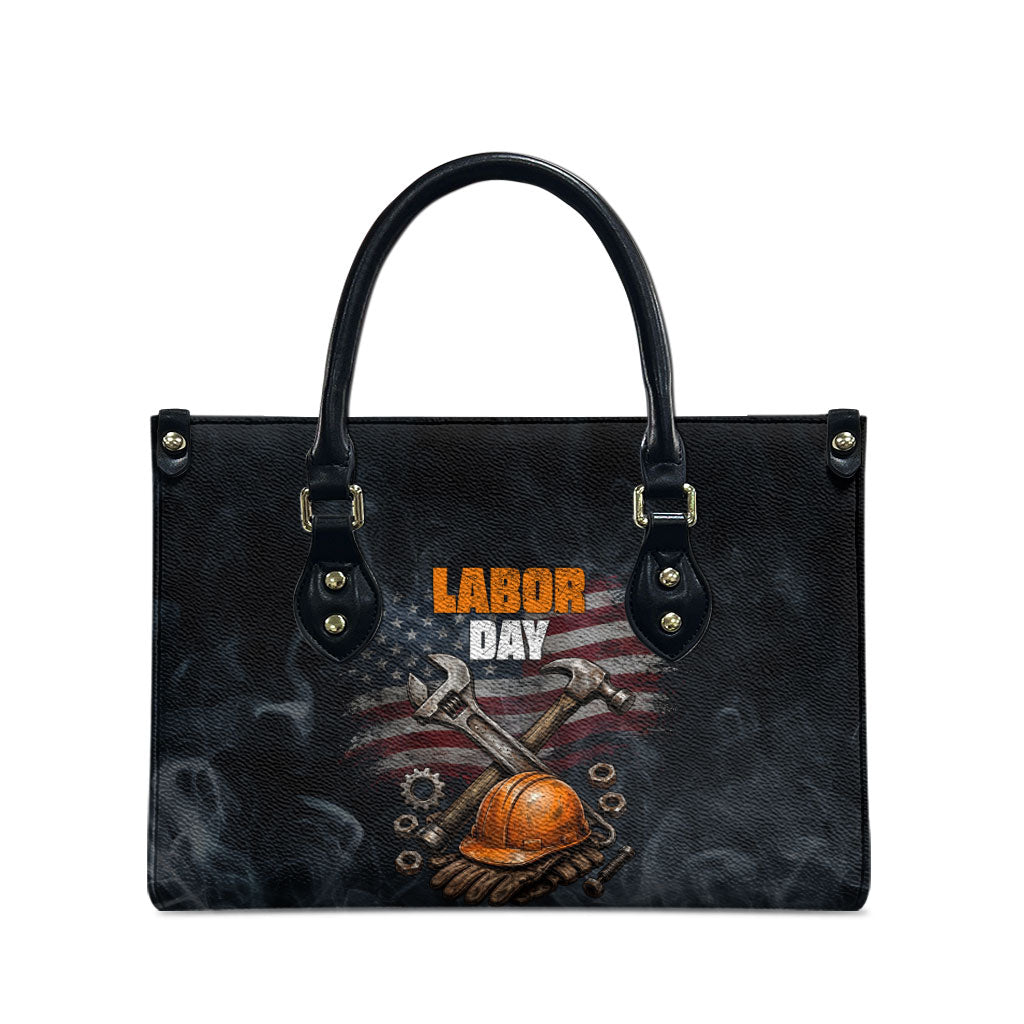 Labor Day Leather Bag Strong Hands Build Nations Patriotic Grunge Tools