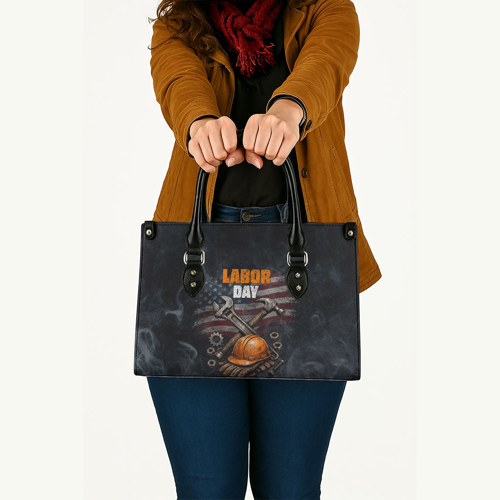 Labor Day Leather Bag Strong Hands Build Nations Patriotic Grunge Tools