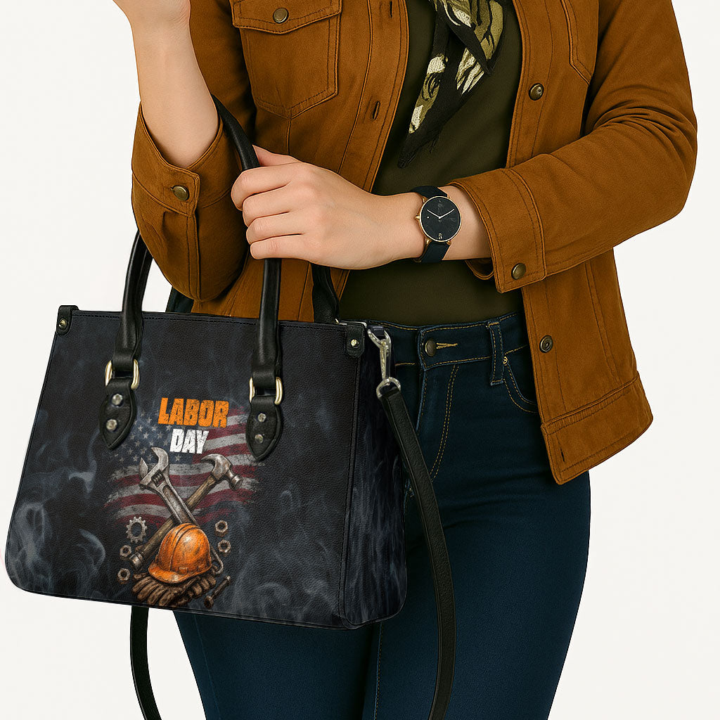 Labor Day Leather Bag Strong Hands Build Nations Patriotic Grunge Tools