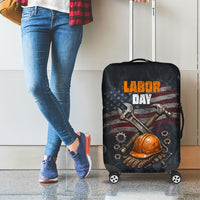 Labor Day Luggage Cover Strong Hands Build Nations Patriotic Grunge Tools