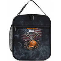 Labor Day Lunch Bag Strong Hands Build Nations Patriotic Grunge Tools