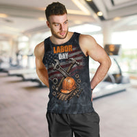 Labor Day Men Tank Top Strong Hands Build Nations Patriotic Grunge Tools