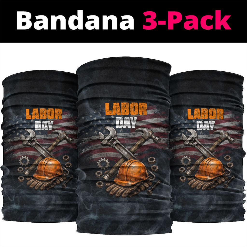Labor Day Neck Gaiter Strong Hands Build Nations Patriotic Grunge Tools