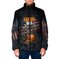 Labor Day Padded Jacket Strong Hands Build Nations Patriotic Grunge Tools