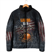Labor Day Padded Jacket Strong Hands Build Nations Patriotic Grunge Tools