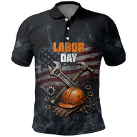Labor Day Polo Shirt Strong Hands Build Nations Patriotic Grunge Tools