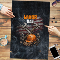 Labor Day Puzzle Strong Hands Build Nations Patriotic Grunge Tools