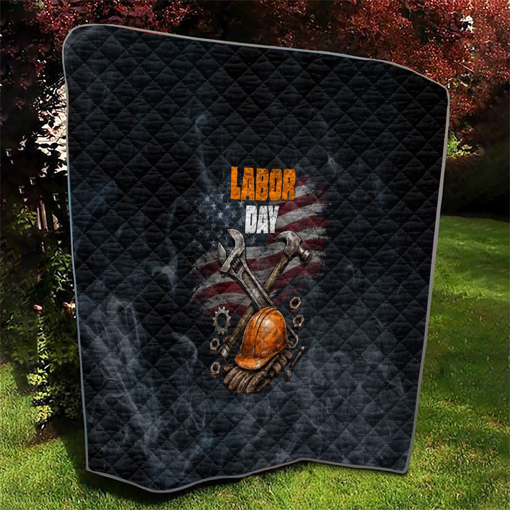 Labor Day Quilt Strong Hands Build Nations Patriotic Grunge Tools