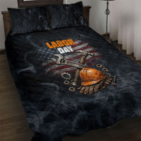 Labor Day Quilt Bed Set Strong Hands Build Nations Patriotic Grunge Tools