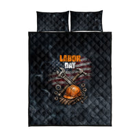Labor Day Quilt Bed Set Strong Hands Build Nations Patriotic Grunge Tools