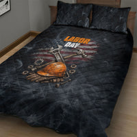Labor Day Quilt Bed Set Strong Hands Build Nations Patriotic Grunge Tools