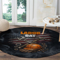 Labor Day Round Carpet Strong Hands Build Nations Patriotic Grunge Tools