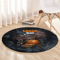 Labor Day Round Carpet Strong Hands Build Nations Patriotic Grunge Tools