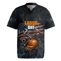 Labor Day Rugby Jersey Strong Hands Build Nations Patriotic Grunge Tools