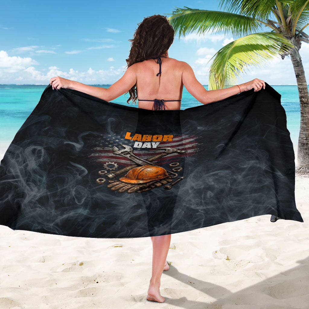 Labor Day Sarong Strong Hands Build Nations Patriotic Grunge Tools