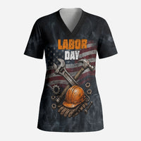 Labor Day Scrub Top Strong Hands Build Nations Patriotic Grunge Tools