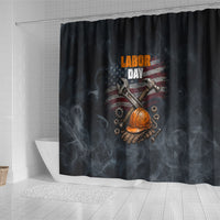 Labor Day Shower Curtain Strong Hands Build Nations Patriotic Grunge Tools