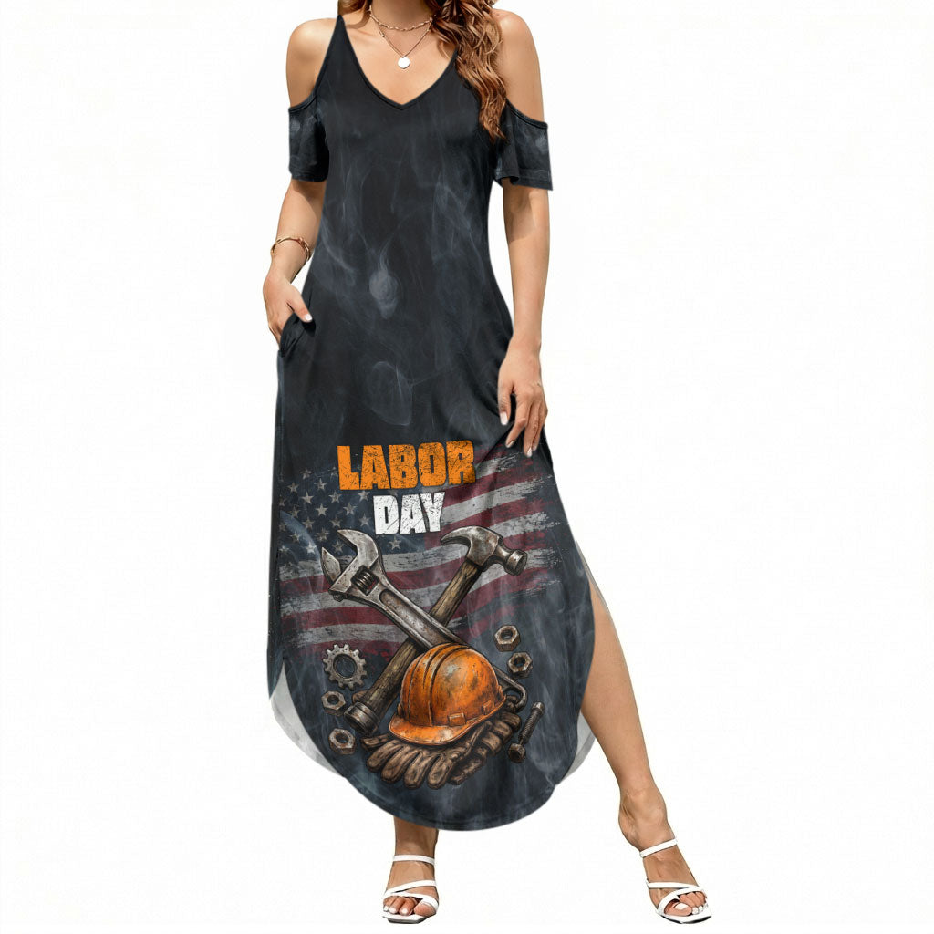 Labor Day Summer Maxi Dress Strong Hands Build Nations Patriotic Grunge Tools